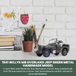 AJ102 1941 Willys MB Overland Jeep Green Metal Handmade 